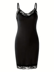 Solid Nightdress V Neck Spaghetti Strap Sleep Dress Women's Sleepwear