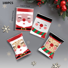 100pcs Christmas Self Adhesive Packaging Bag Xmas Party Supplies