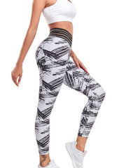 Striped Waist Yoga Leggings High Waist Tight Pants