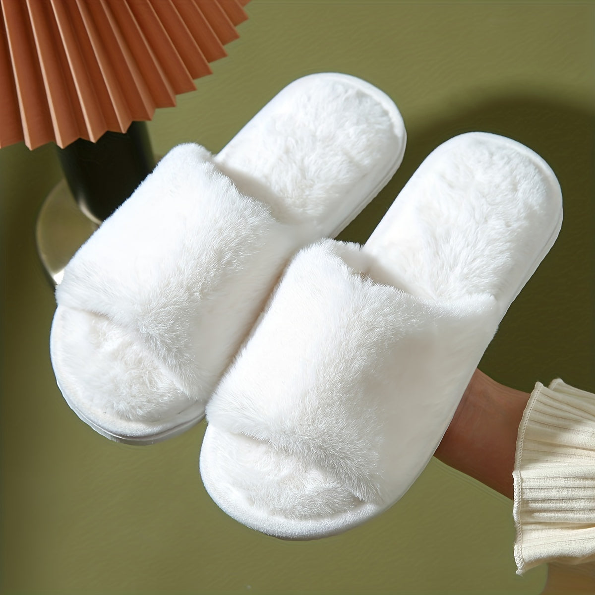 Women's Cozy Open Toe Plush Slippers