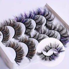 5 Pairs Colored Faux Mink Lashes Fluffy Natural Volume Eyelashes Extension