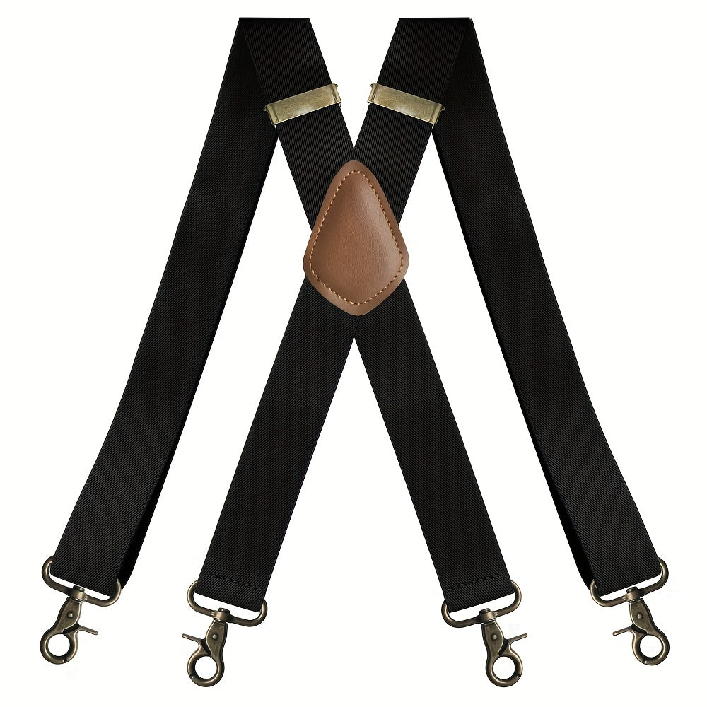 Men's Adjustable Elastic Suspenders Trouser Braces 3X back 4 Snap Hooks