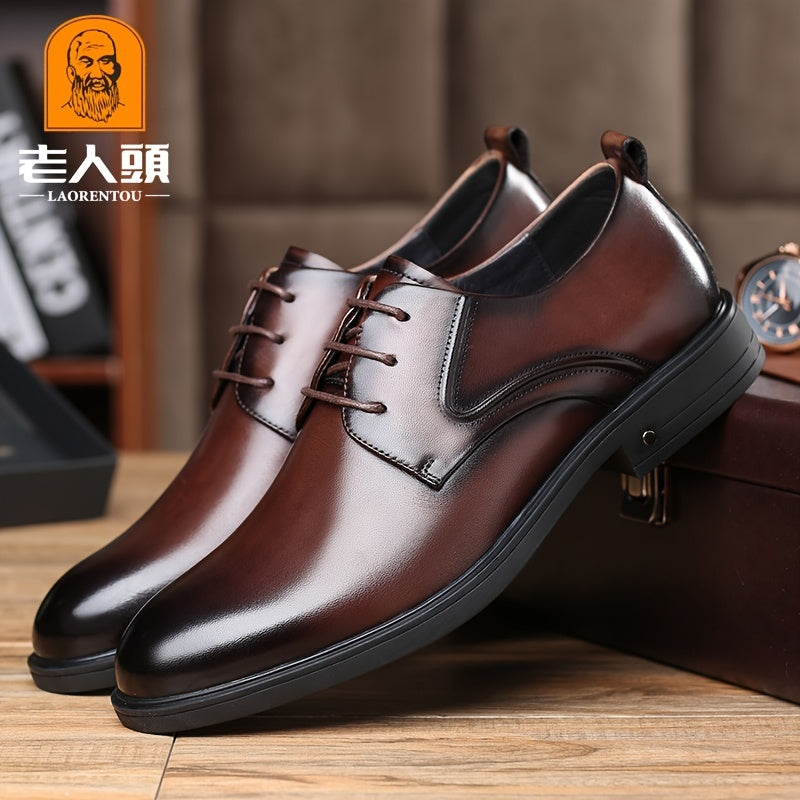 LAORENTOU Men's Leather Wholecut Oxford Derby Style Formal Dress Shoes