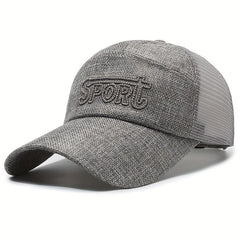 Men's Extended Brim Linen Net Baseball Cap