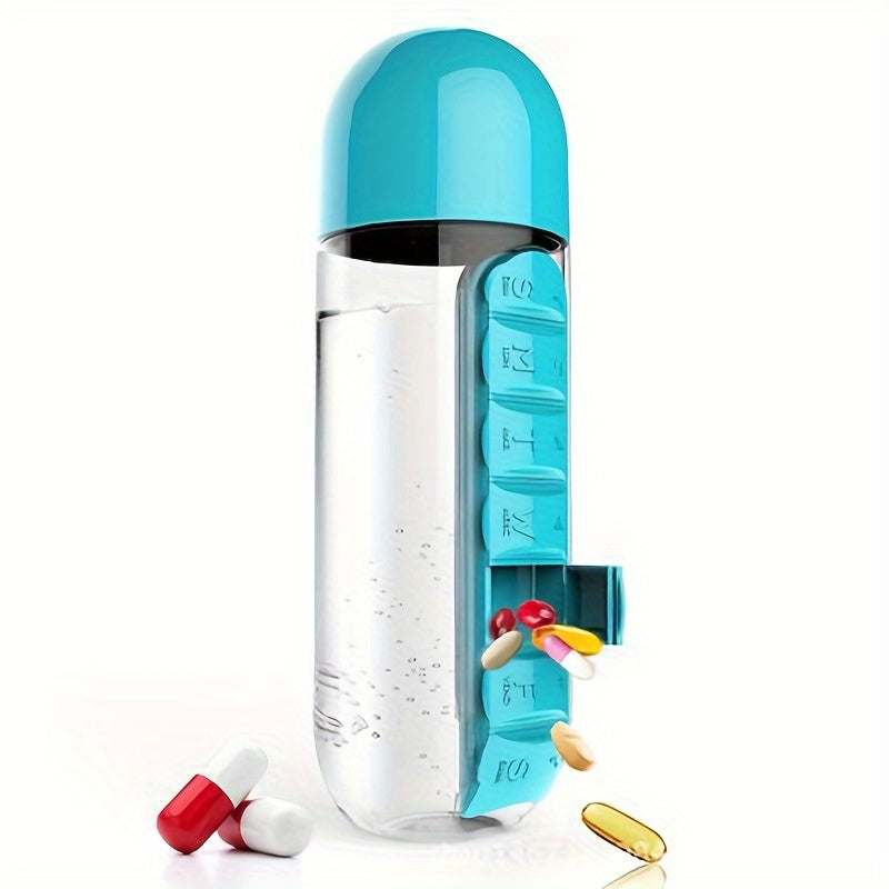 600ml Water Cup with Medicine Box, Lightweight Bottle for Fitness & Outdoor