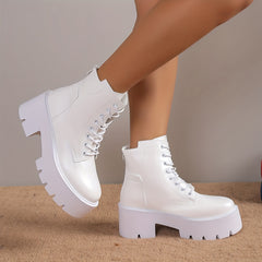 Women's Chunky Heel Platform Combat Boots