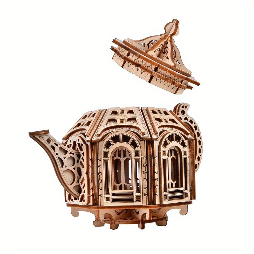 Wooden 3D Teapot Puzzle Model Kit for Adults Gift