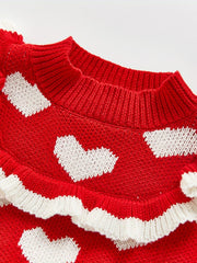 Baby Heart Graphic Knit Sweater Coat For Winter Fall Top