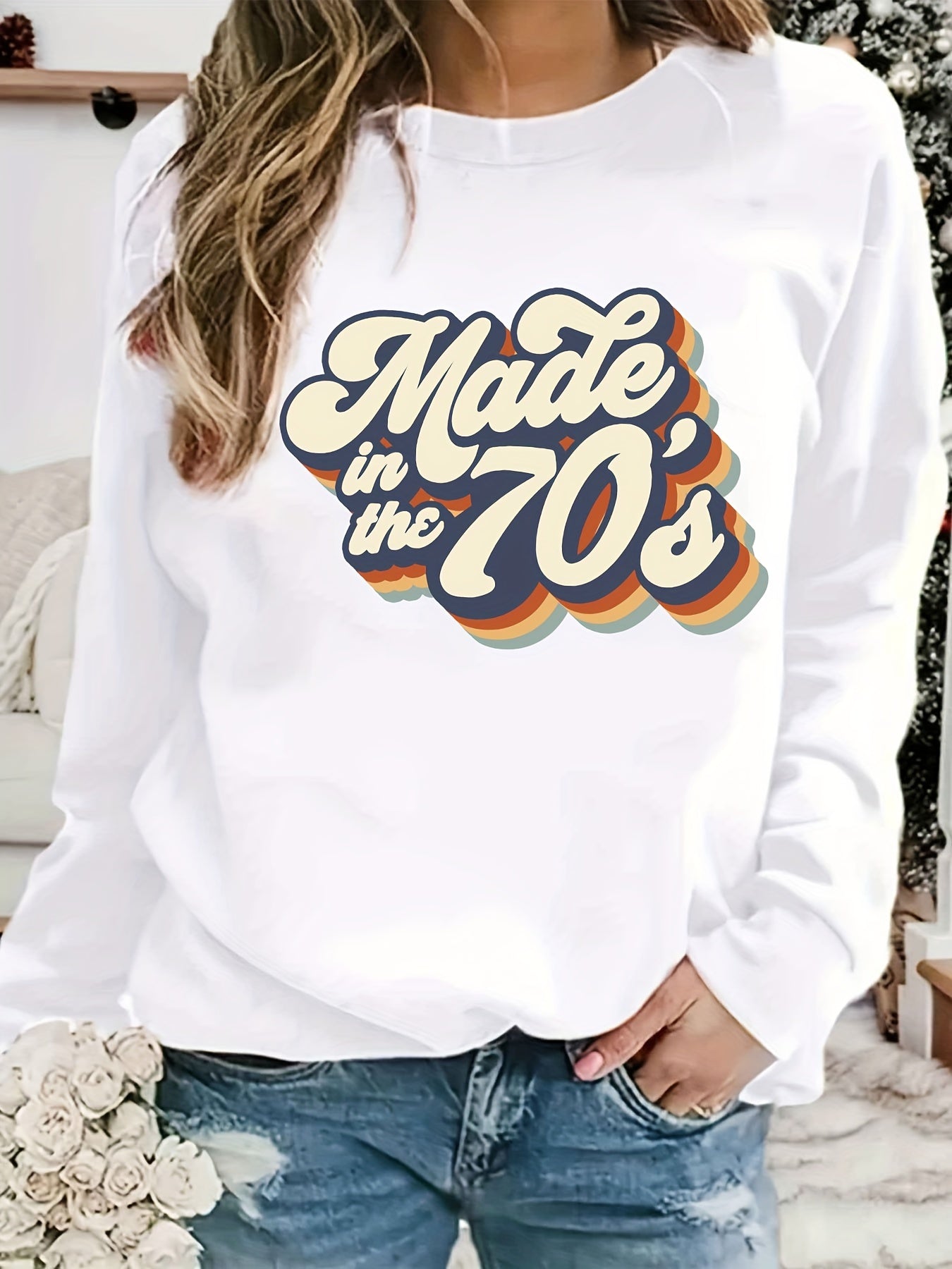 Vintage 70s Print Graphic Pullover Sweatshirt
