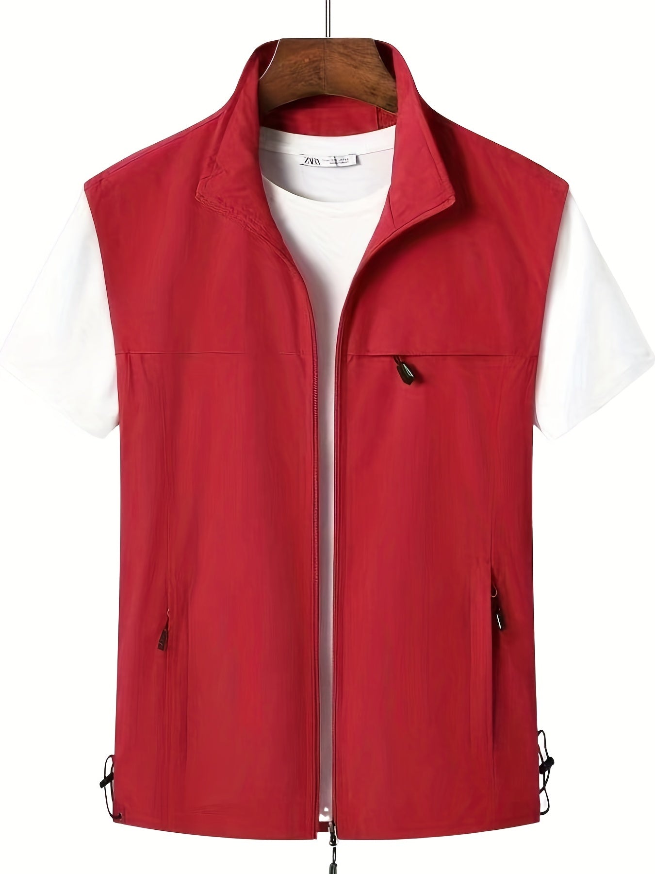 Cargo Vest Men's Stand Collar Zip Up for Spring Summer