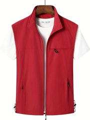 Cargo Vest Men's Stand Collar Zip Up for Spring Summer