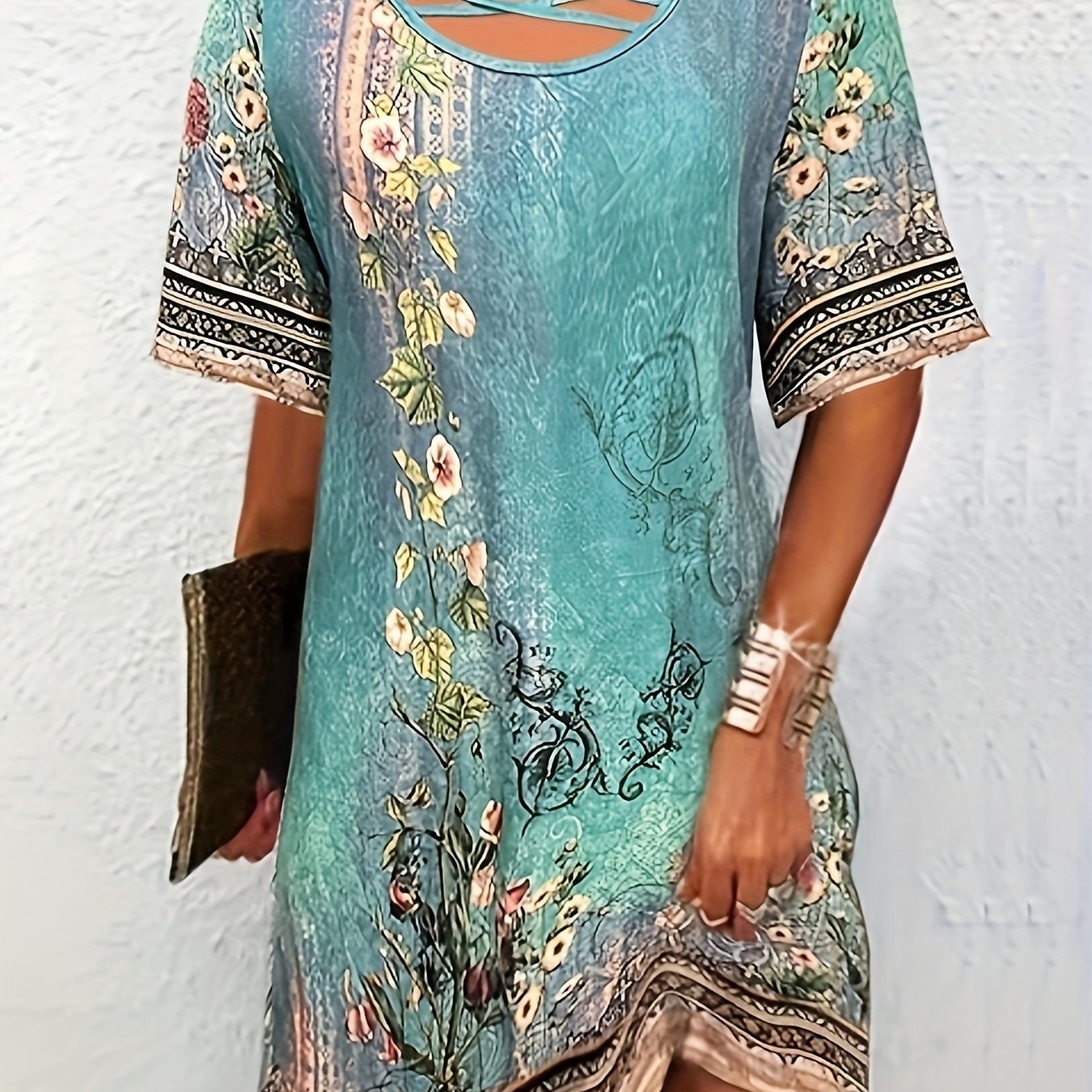 Criss Cross Round Neck Dress