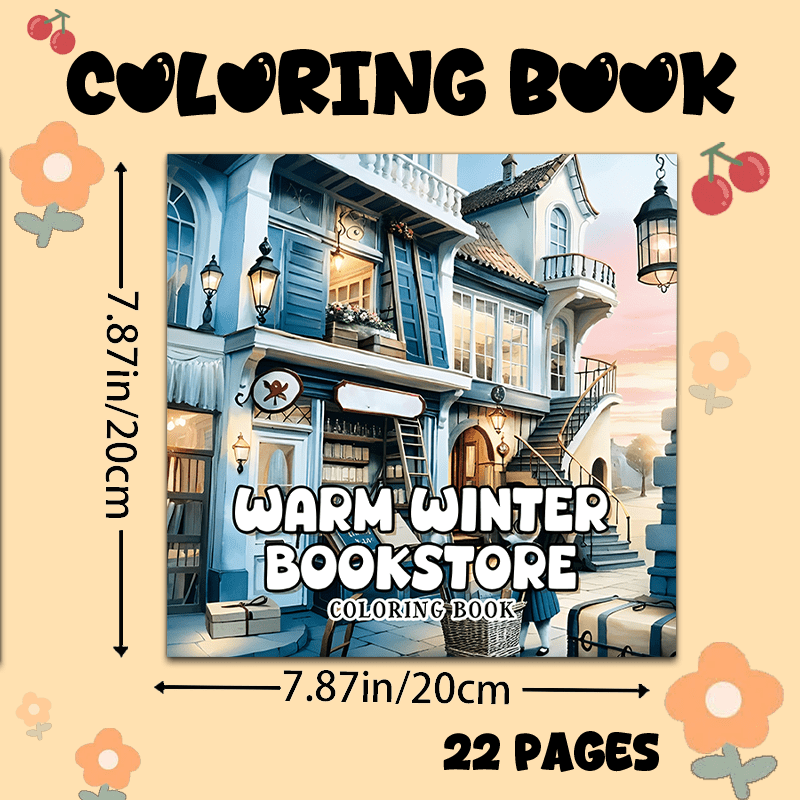 Charming Library Adult Coloring Book 22 Pages 20x20cm 1pc