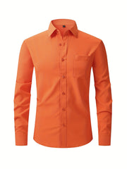 Men's Classic Button Up Shirt With Chest Pocket