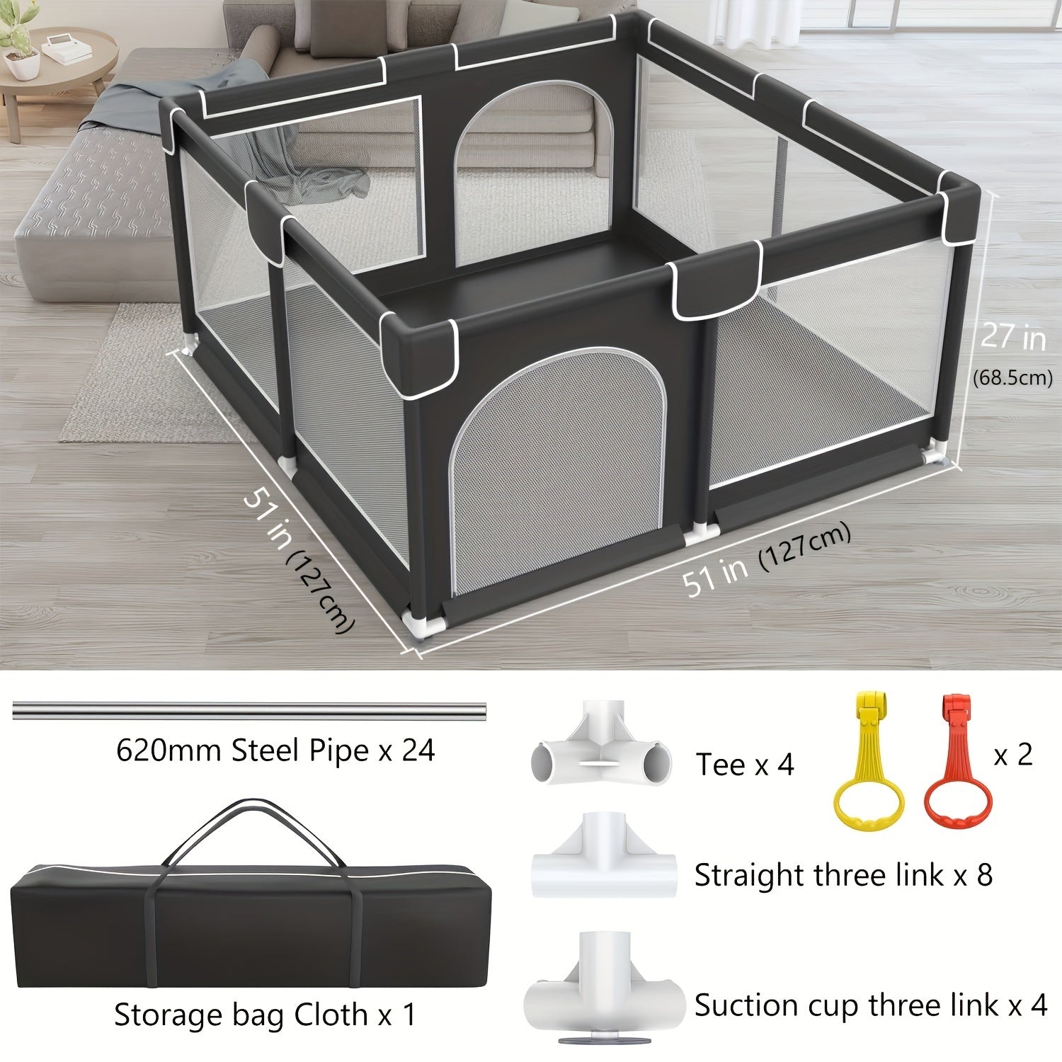 BAIYI Baby Playpen For Toddler Safe Large Play Yard Baby Gate