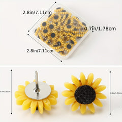 40pcs Sunflower Push Pins Cork Board Tacks For Photos Wall Maps