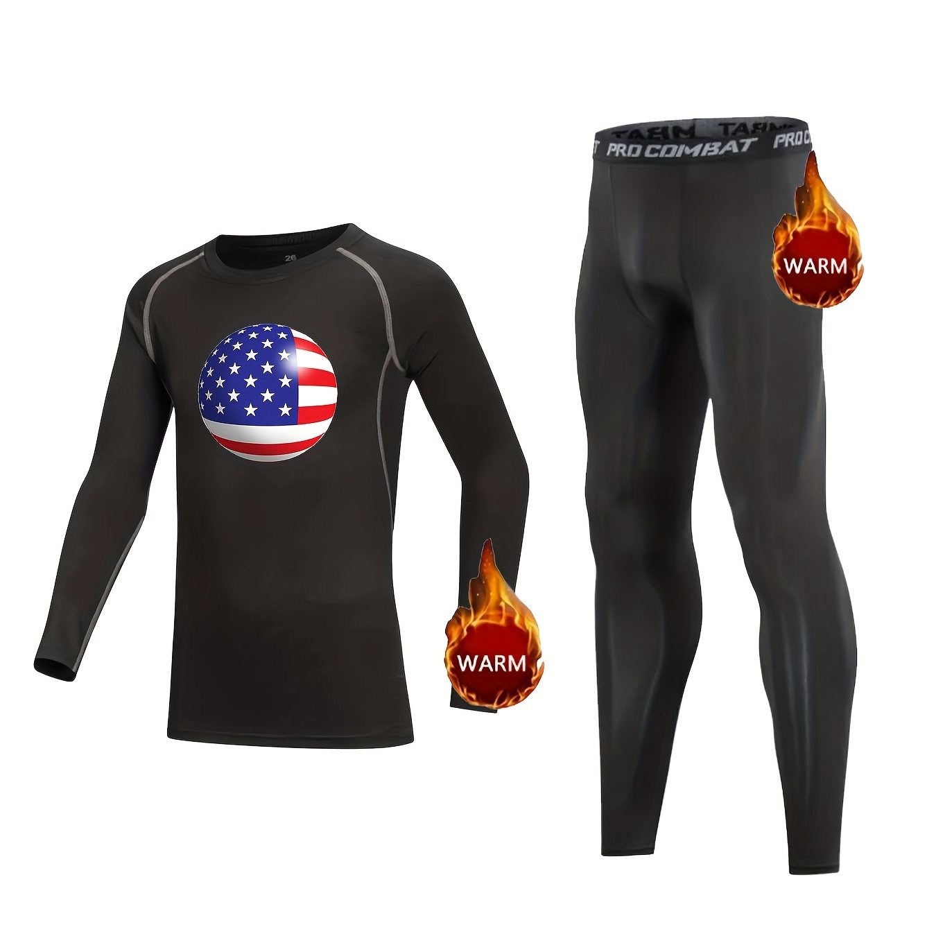 Kids US Flag Compression Fleece Set