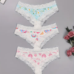 3 Pack Plus Size Panties Set Low Waisted Bikini Panties 3pcs Set