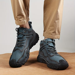 Men's PU Leather Lace-up Sneakers Comfortable Casual Walking Shoes