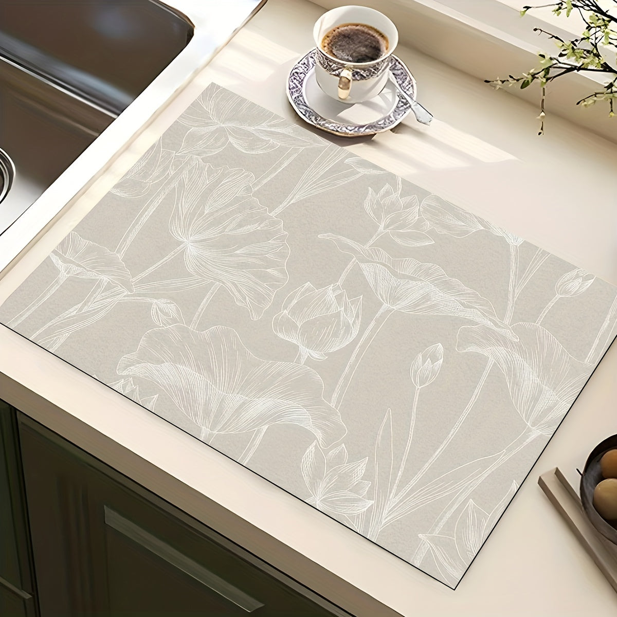 Absorbent Dish Drying Pad for Kitchen Countertop