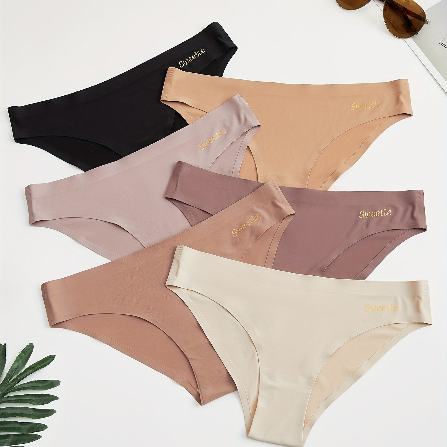 6pcs Seamless Solid Bikini Panties Breathable Intimates Women's Lingerie