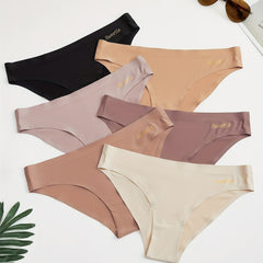 6pcs Seamless Solid Bikini Panties Breathable Intimates Women's Lingerie