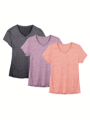 Women's V Neck Yoga Top Moisture Wicking Tee