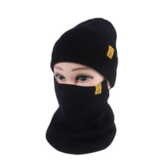 Winter Men's Knitted Hat Face Mask Halter Three Piece Set Trending Warm