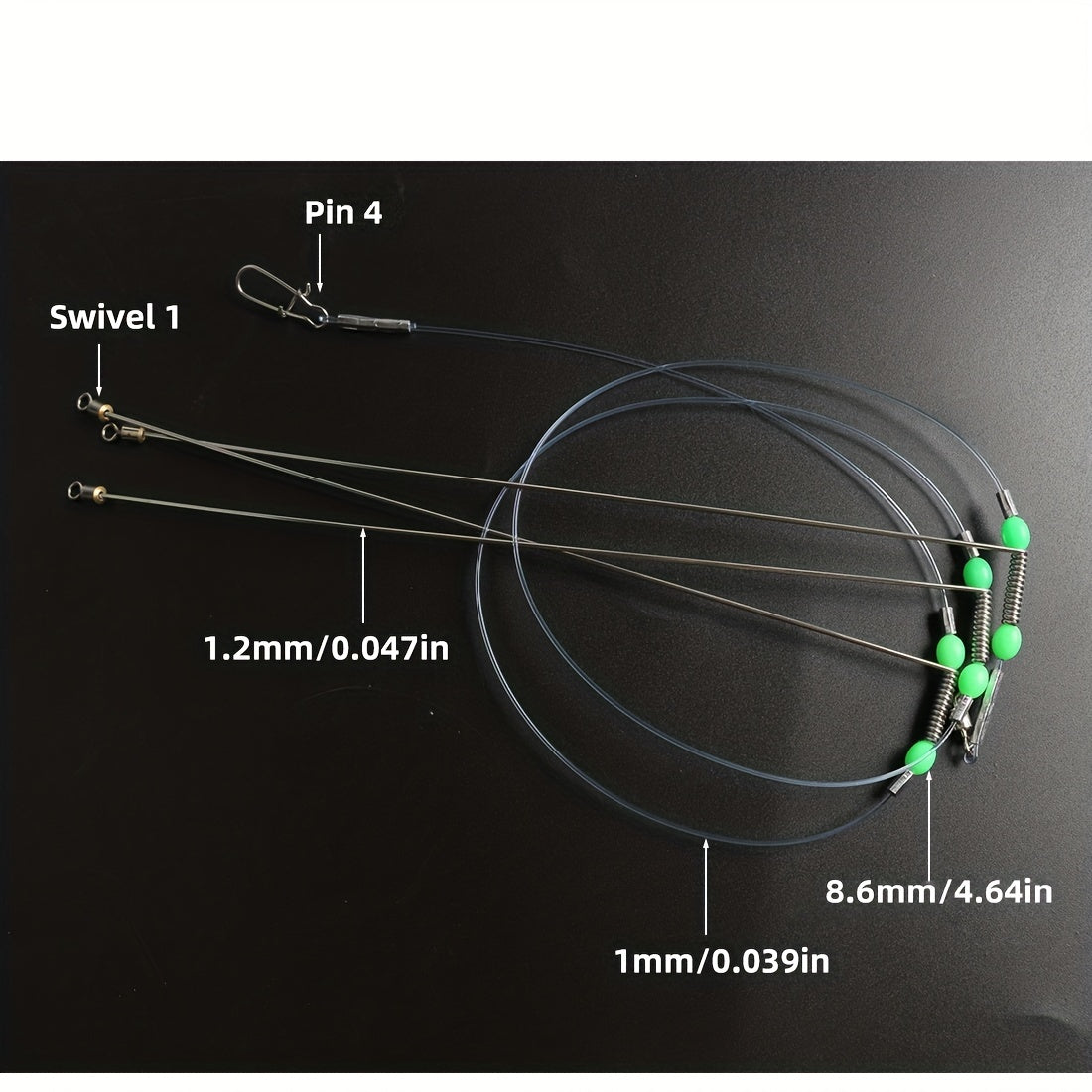 High Strength Fishing Wire Trace Leader with Swivels Snaps and Glow Beads