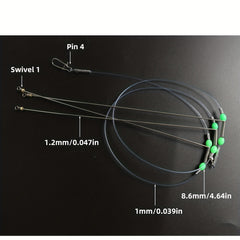 High Strength Fishing Wire Trace Leader with Swivels Snaps and Glow Beads