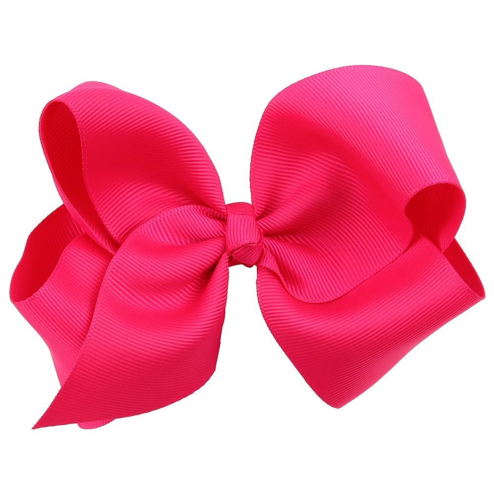 7 Pcs Girls Big Bow Hairpin Solid 6 inch Headwear Hair Accessories