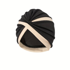 Knotted Pleated Turban Block Head Wrap Women Bandana Elastic Beanie Chemo Cap