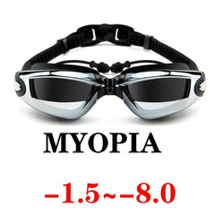 Adult Myopia Swimming Goggles Earplug Professional Pool Glasses Anti Fog Men Wom
