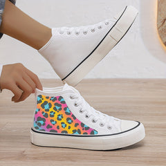 Leopard Print Y2K Plush Lined Thermal Chunky Canvas Sneakers