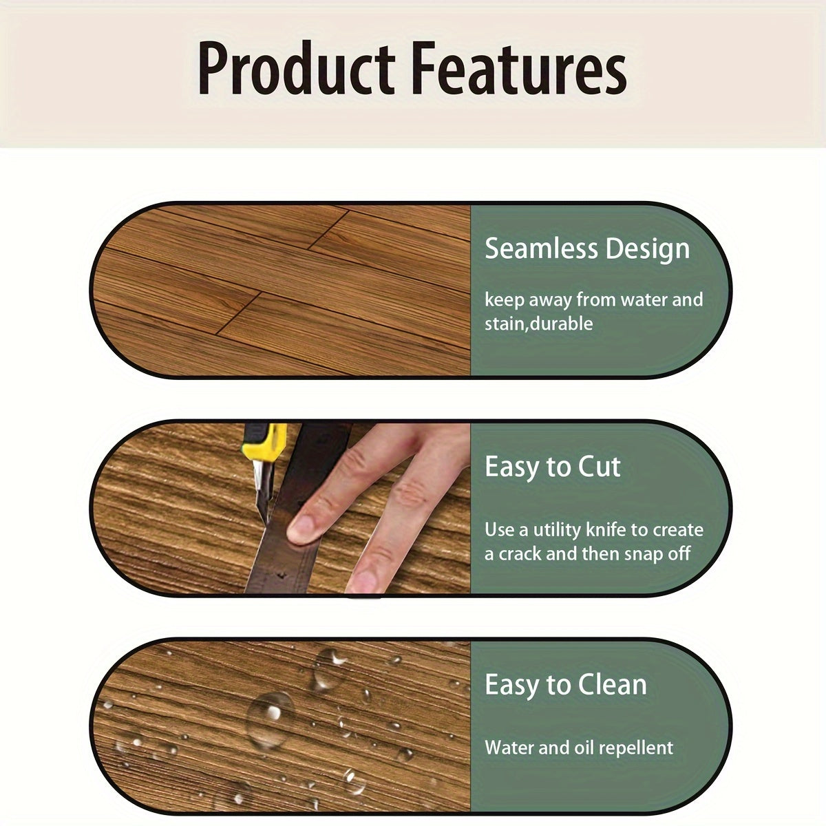 Wood Grain Waterproof Floor Stickers Non-slip Tile Stickers