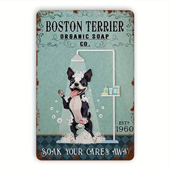 Terrier Metal Tin Sign Soap Soak Away Retro Iron Painting Husky 8x12 Inch