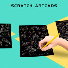 9pcs Children's Cartoon Art Scratching Set