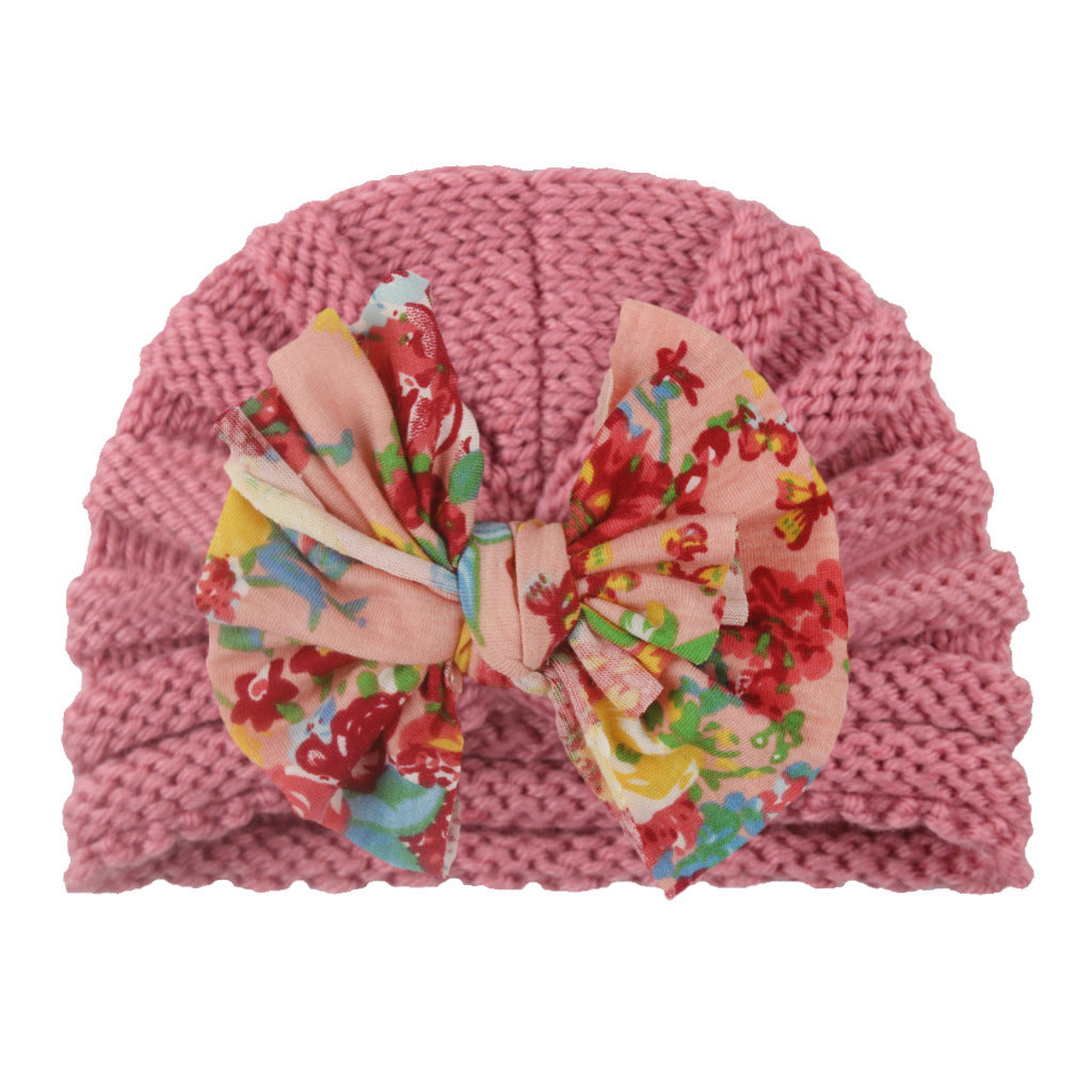 Winter Wool Bow Baby Hat