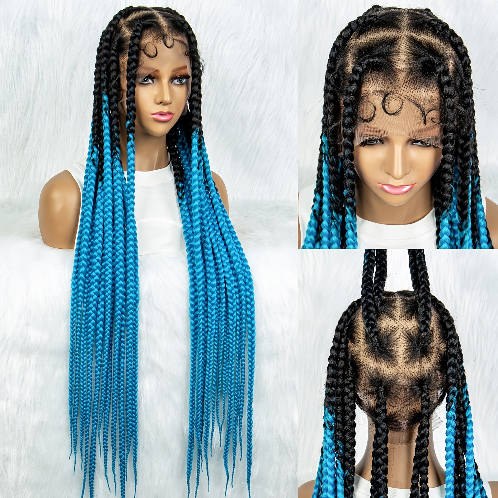 Knotless Box Braided Wig Full Lace Front Synthetic Cornrow Braids Wig