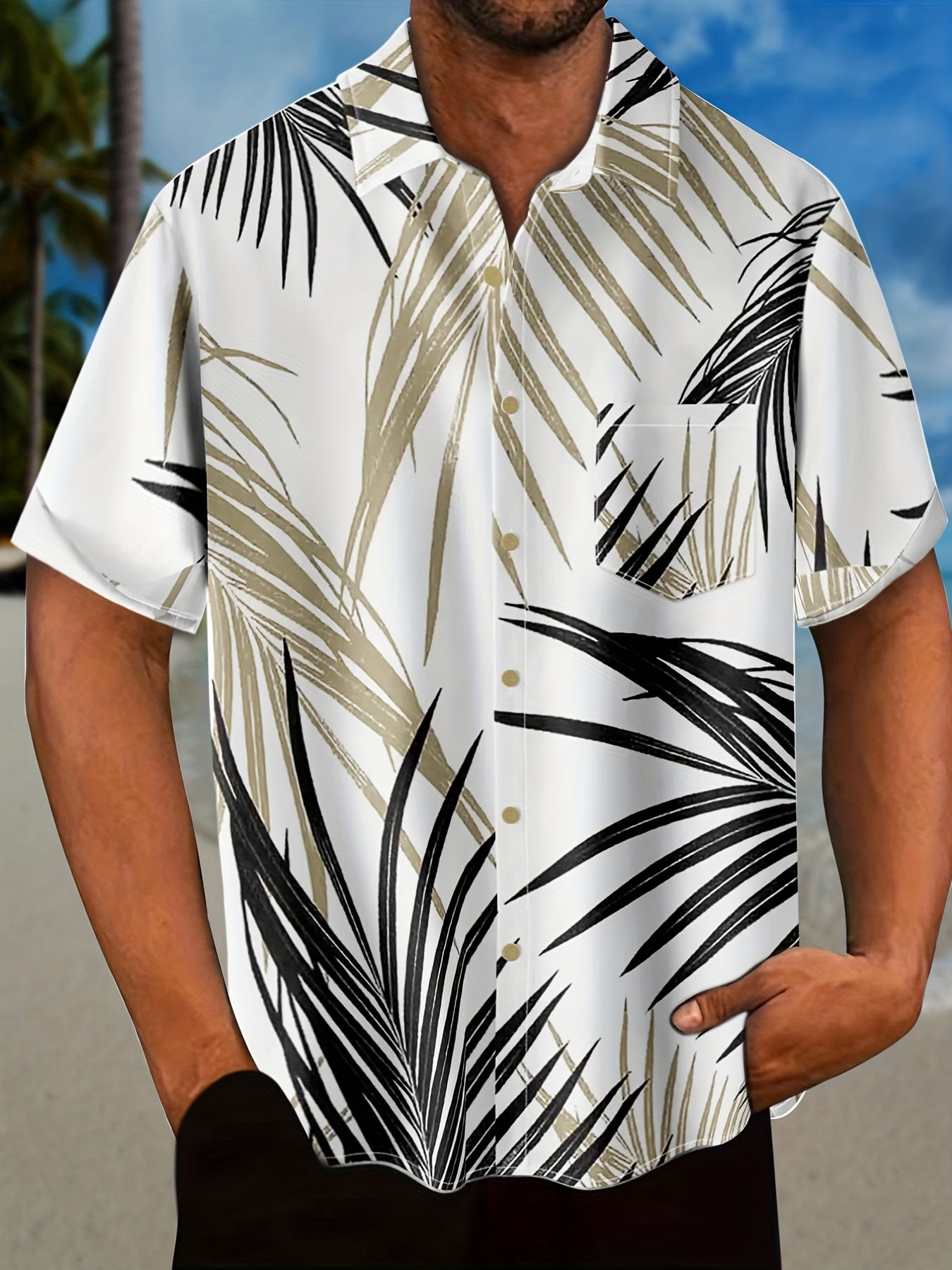 Men's Coconut Print Short Sleeve Hawaiian Shirt
