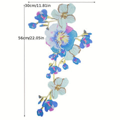 Water Soluble 3D Peony Embroidered Applique Patch for Dress Skirt Wedding