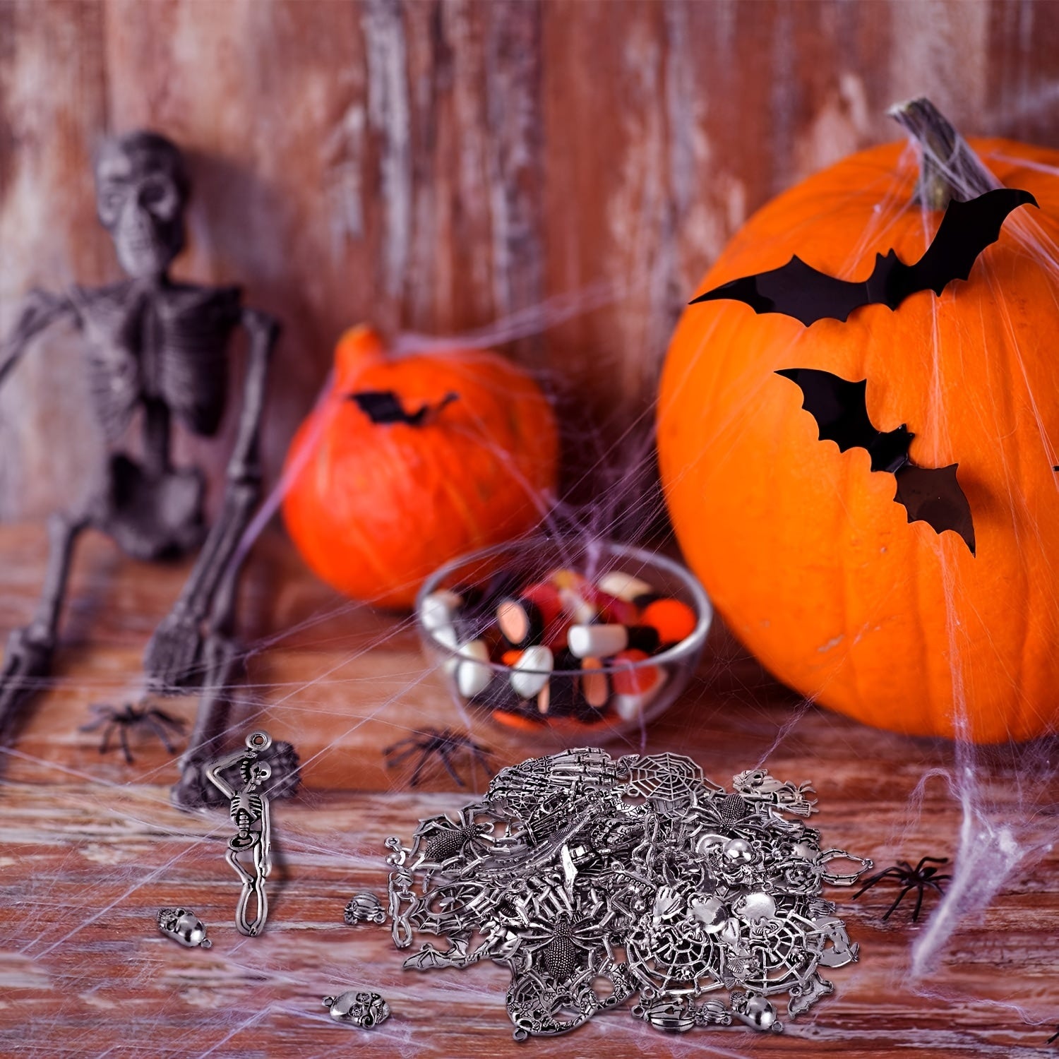 110pcs Halloween Charms Pendant DIY Set With Adjustable Bracelet