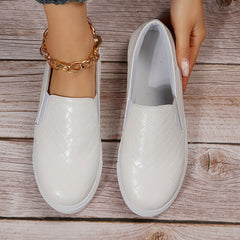 Women's Plaid Pattern Skate Shoes Lightweight Slip On Sneakers