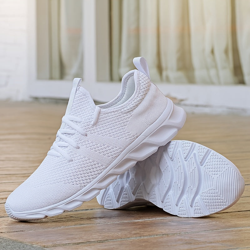 Women's Leisure Knit Material Low Top Sneakers Lightweight Lace Up Sport Shoes