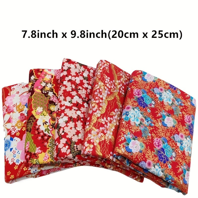 5pcs Cotton Craft Fabric Bundle Squares Patchwork 7 8inch X 9 8inch 20cmx25cm