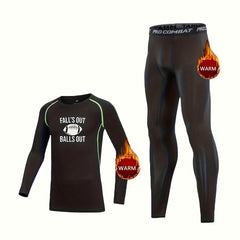 2pcs Toddler Kids Fleece Compression Sets Football Print Long Sleeve