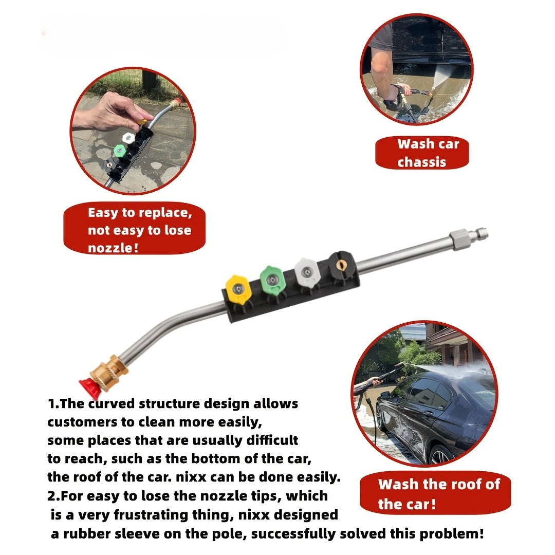 Pressure Washer Wand 30 Degree Curved Extension with 5 Spray Nozzles