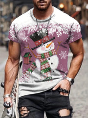 Snowman Print Men's Graphic T-shirt for Summer