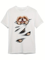 Girls Boys Puppy Graphic Short Sleeve T-shirt - Summer Sports Clothes