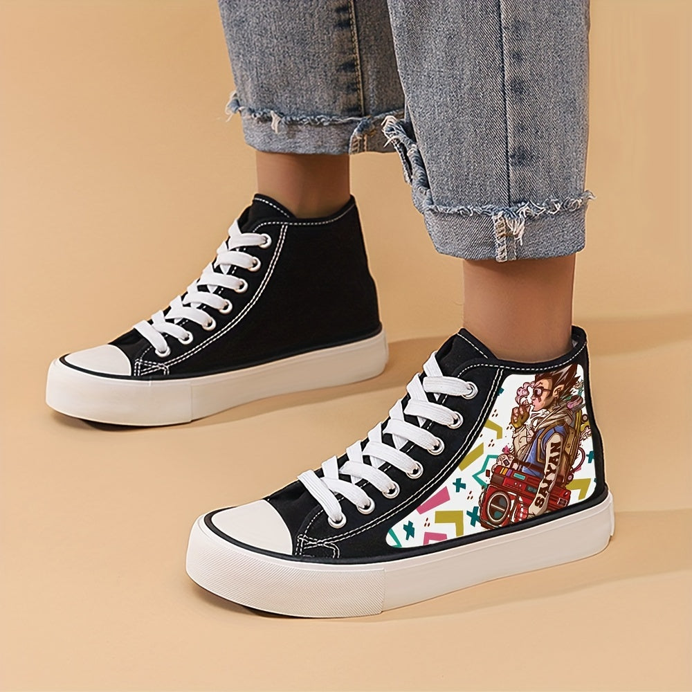 Girls High Top Cartoon Skate Shoes Non Slip Casual Sneakers